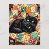 Niedliche Schwarze Katze | Behalt in Touch Postkarte (Vorderseite)