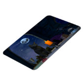 Niedliche schwarze Katze bei Kerzenlicht Magnet (Linke Seite)