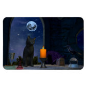 Niedliche schwarze Katze bei Kerzenlicht Magnet (Horizontal)