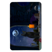 Niedliche schwarze Katze bei Kerzenlicht Magnet (Vertikal)