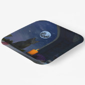 Niedliche schwarze Katze bei Kerzenlicht Pappteller (Gewinkelt)