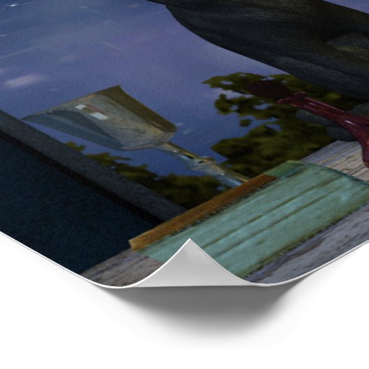 Niedliche schwarze Katze bei Kerzenlicht Poster (Ecke)