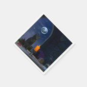 Niedliche schwarze Katze bei Kerzenlicht Serviette (Ecke)