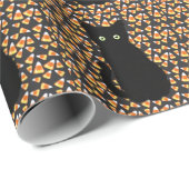 Niedliche Schwarze Katze Candy Mais Muster Hallowe Geschenkpapier (Rolleneckpunkt)