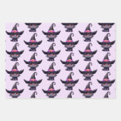 Niedliche schwarze Katze, die ein Hexenhutmuster t Geschenkpapier Set (Vorderseite 2)