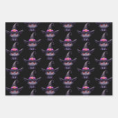 Niedliche schwarze Katze, die ein Hexenhutmuster t Geschenkpapier Set (Vorderseite 2)