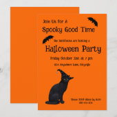 Niedliche Schwarze Katze Einladung (Vorne/Hinten)