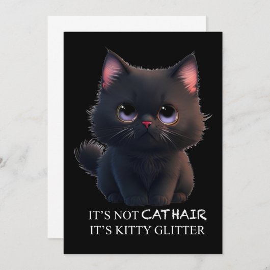 Niedliche schwarze Katze Einladung (Vorne/Hinten)