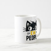 Niedliche schwarze Katze "Ew, People" Funny Introv Kaffeetasse (VorderseiteRechts)