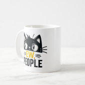 Niedliche schwarze Katze "Ew, People" Funny Introv Kaffeetasse (Vorderseite Links)