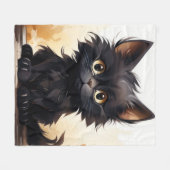 Niedliche Schwarze Katze Fleecedecke (Vorderseite (Horizontal))