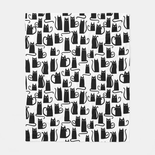 Niedliche Schwarze Katze Fleecedecke (Vorderseite)