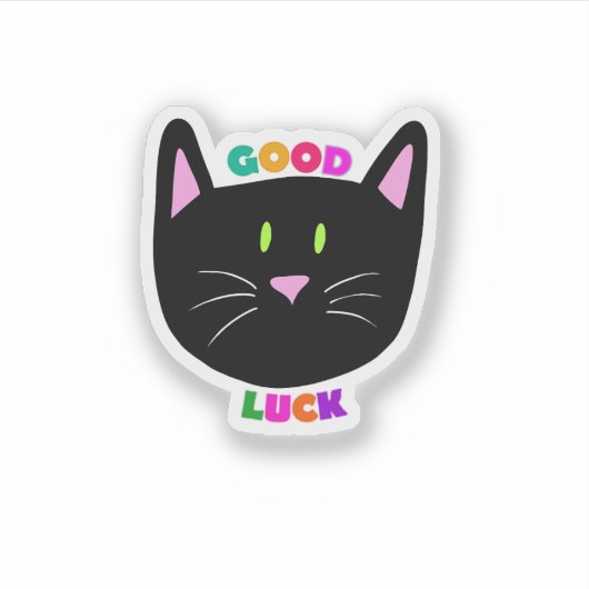 Niedliche Schwarze Katze für Viel Glück Aufkleber (Vorderseite)