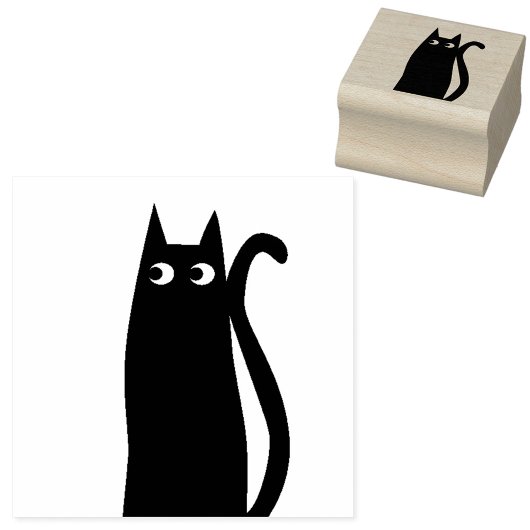 Niedliche Schwarze Katze Gummistempel