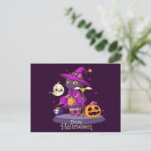 Niedliche Schwarze Katze Halloween Postkarte (Stehend Vorderseite)