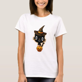 Niedliche Schwarze Katze Halloween T-Shirt