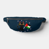 niedliche schwarze Katze hält Palästinenserflagge Bauchtasche (Ablage )