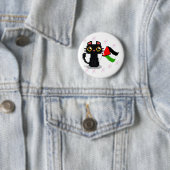niedliche schwarze Katze hält Palästinenserflagge Button (Beispiel)