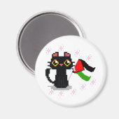 niedliche schwarze Katze hält Palästinenserflagge Magnet (Vorderseite/Rückseite)