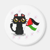 niedliche schwarze Katze hält Palästinenserflagge Magnet (Vorne)