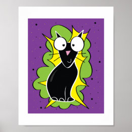 Niedliche Schwarze Katze Illustration - Kinder Tie Poster