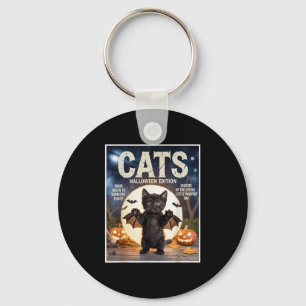 Niedliche schwarze Katze im Bat Kostüm Halloween Z Schlüsselanhänger