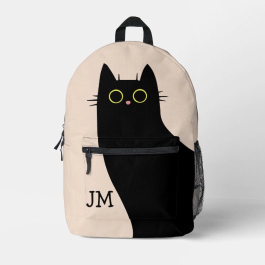 Niedliche schwarze Katze im Stil des Mitteljahrhun Bedruckter Rucksack (Vorderseite)