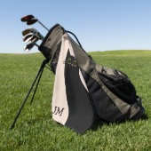 Niedliche schwarze Katze im Stil des Mitteljahrhun Golfhandtuch (Gras)