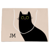 Niedliche schwarze Katze im Stil des Mitteljahrhun Große Geschenktüte (Vorderseite)
