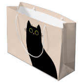Niedliche schwarze Katze im Stil des Mitteljahrhun Große Geschenktüte (Rückseite Schrägansicht)