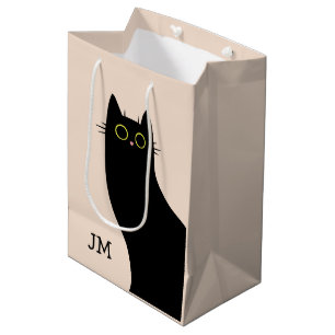 Niedliche schwarze Katze im Stil des Mitteljahrhun Mittlere Geschenktüte