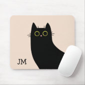 Niedliche schwarze Katze im Stil des Mitteljahrhun Mousepad (Mit Mouse)