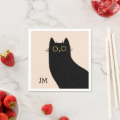 Niedliche schwarze Katze im Stil des Mitteljahrhun Serviette (Beispiel)