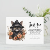 Niedliche schwarze Katze in einem Hexenhut Dankeskarte (Stehend Vorderseite)
