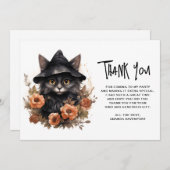 Niedliche schwarze Katze in einem Hexenhut Dankeskarte (Vorne/Hinten)