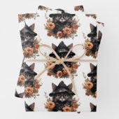Niedliche schwarze Katze in einem Hexenhut Geschenkpapier Set (Beispiel)