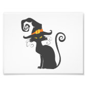 Niedliche schwarze Katze in einem Hexenhut - Hinte Fotodruck (Vorne)
