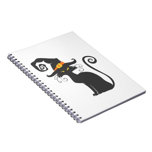 Niedliche schwarze Katze in einem Hexenhut - Hinte Notizblock (Rechte Seite)