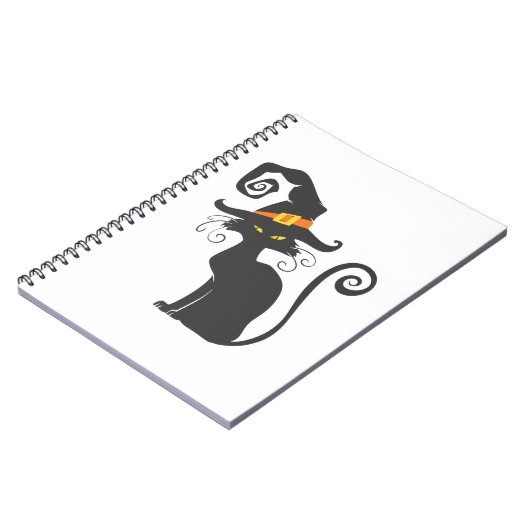 Niedliche schwarze Katze in einem Hexenhut - Hinte Notizblock (Linke Seite)