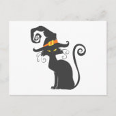 Niedliche schwarze Katze in einem Hexenhut - Hinte Postkarte (Vorderseite)