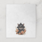 Niedliche schwarze Katze in einem Hexenhut Platzkarte (Außenseite Aufgefaltet)