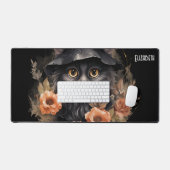 Niedliche schwarze Katze in einem Hexenhut Schreibtischunterlage (Tastatur & Maus)