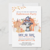 Niedliche Schwarze Katze in Hexenhut Kinder Hallow Einladung (Vorderseite)