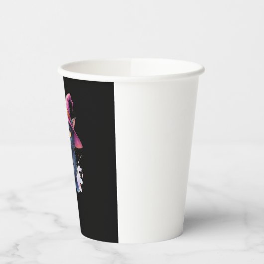 Niedliche schwarze Katze in Hexenhut � magisches H Pappbecher (Links)