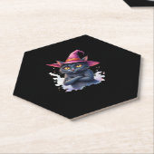 Niedliche schwarze Katze in Hexenhut � magisches H Untersetzer (angewinkelt)