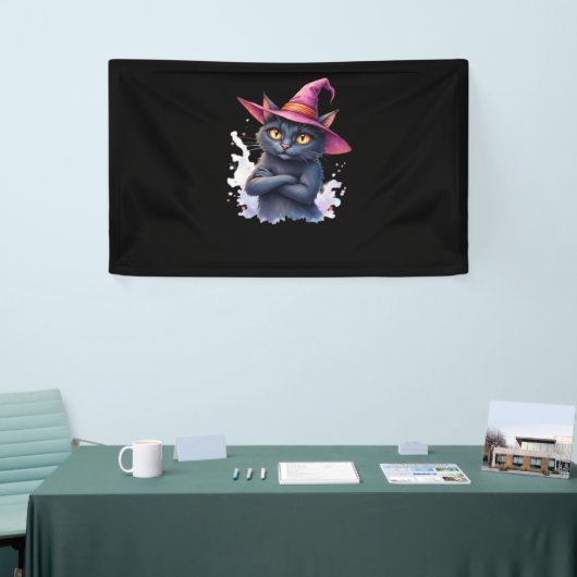 Niedliche Schwarze Katze in Hexenhut - Zauberhafte Banner (Messeveranstaltung)