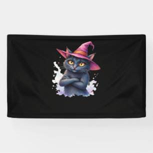 Niedliche Schwarze Katze in Hexenhut - Zauberhafte Banner