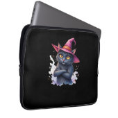 Niedliche Schwarze Katze in Hexenhut - Zauberhafte Laptopschutzhülle (Vorne Rechts)
