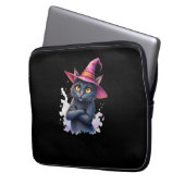 Niedliche Schwarze Katze in Hexenhut - Zauberhafte Laptopschutzhülle (Vorderseite Links)