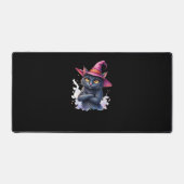 Niedliche Schwarze Katze in Hexenhut - Zauberhafte Schreibtischunterlage (Vorderseite)